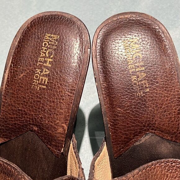 Michael Kors Wooden High Heel Clogs real leather Size 8. B56 - Picture 4 of 10